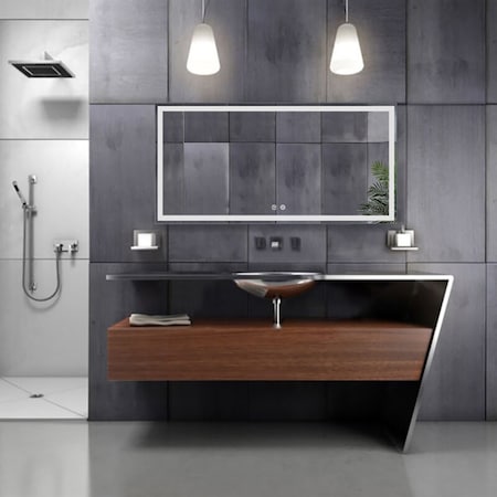 Ketcham Polished Edge Mirror with Frosted Glass Inset LED Mirror, 60 W, 100/240 VAC - 50/60 Hz. CRI >= 85 RAD-6036P